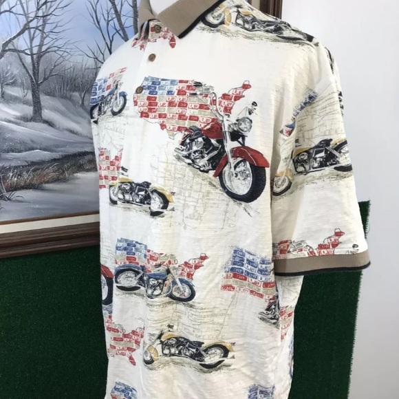 American Summer Polo Shirt Patriotic Motorcycle XL - Picture 2 of 7